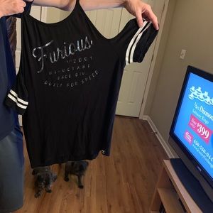 Affliction fast and furious cold shoulder top